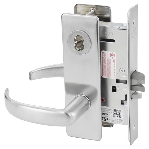 Classroom Mortise Lock, PS Lever, M Escutcheon, 6-Pin LFIC Less Core, Satin Chrome